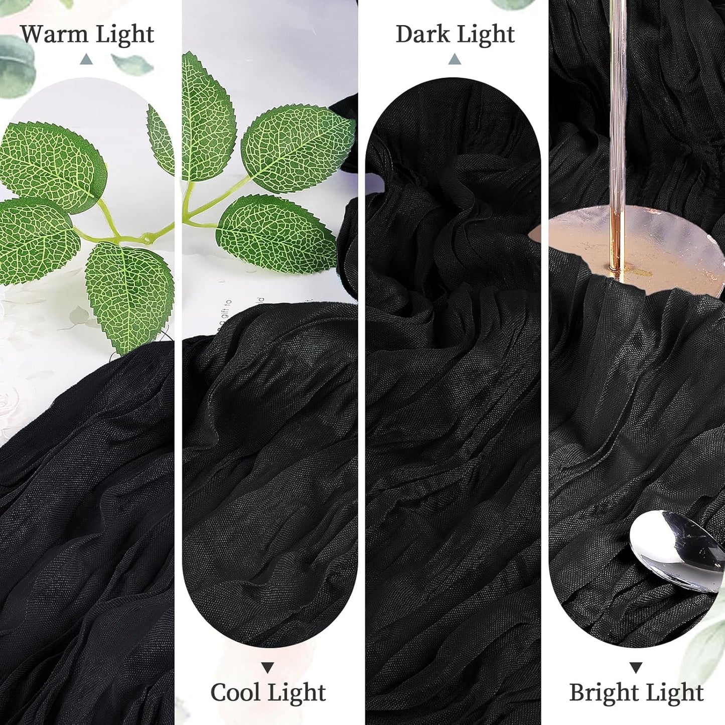 6 Pack Halloween Cheesecloth Table Runner 10FT Long Black Boho Gauze Table Runner Rustic Sheer Runner for Halloween Decoration Wedding Baby Shower Birthday Party Table Decor Thanksgiving Christmas