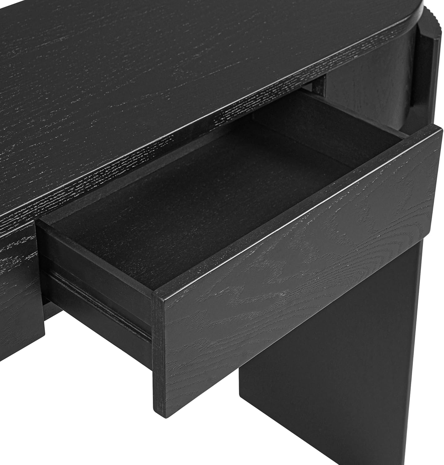 55" Sofa Table with Oval Top and 2 Drawers, Entryway Console Table with Fluted Design for Hallway,Foyer,Entry and Living Room (Fully Assembled-Black)