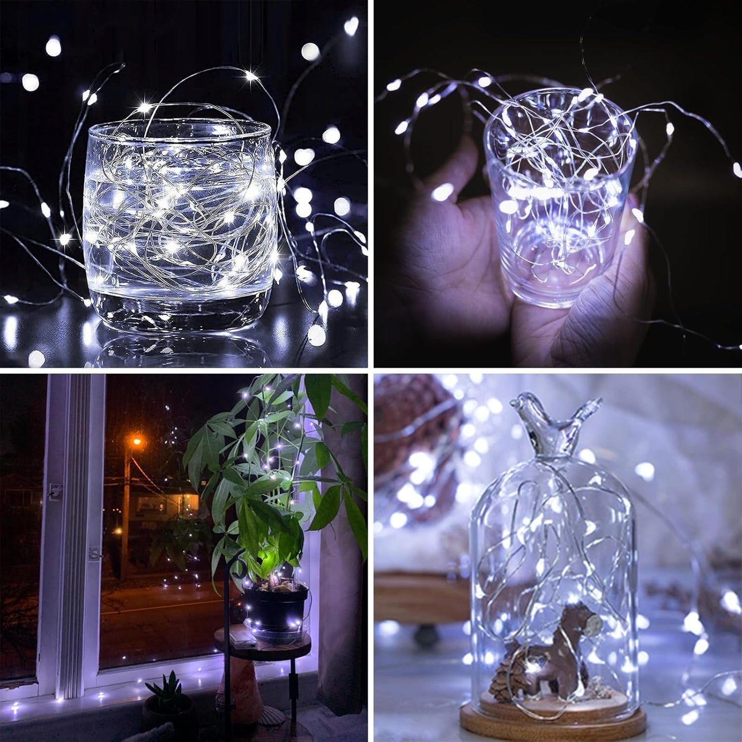 6 Pack 60LED Battery Operated Fairy Lights with Remote, 8 Modes LED String Lights with Timer, Dimmable, Memory Function, Waterproof Twinkle Fairy Lights for Outdoor Indoor Christmas Decor(Cool White)