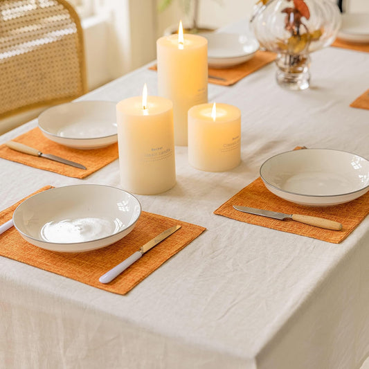 Home Brilliant Cloth Placemats Set of 6 Heat Resistant Dining Table Place Mats for Kitchen Table Fall Party Halloween Decorations Decor, 13 x 19 inches, Orange