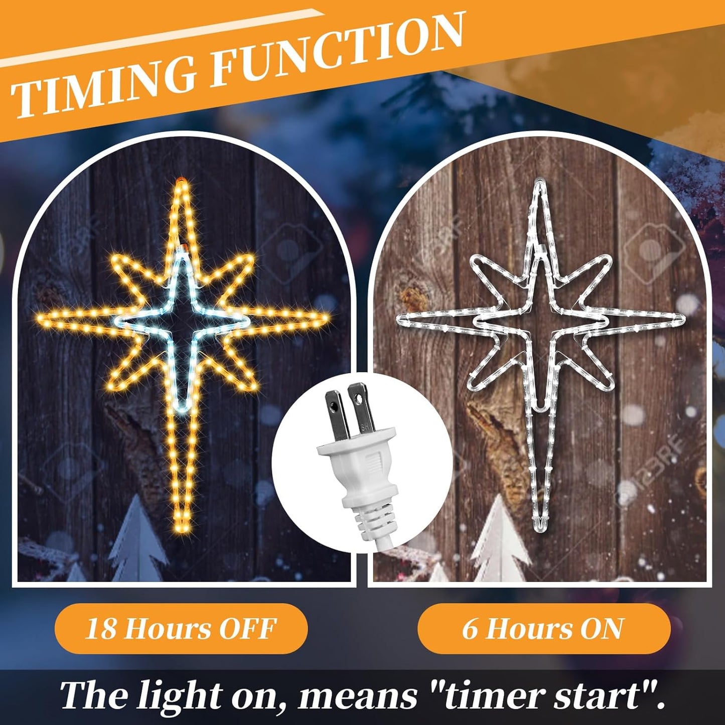 36'' Christmas Star of Bethlehem LED Star Hanging Lights Nativity Holy Family Light for Door Window Porch Wall Decoration Plug Operated Lighted Hanging Tree Topper(White, Warm Light)