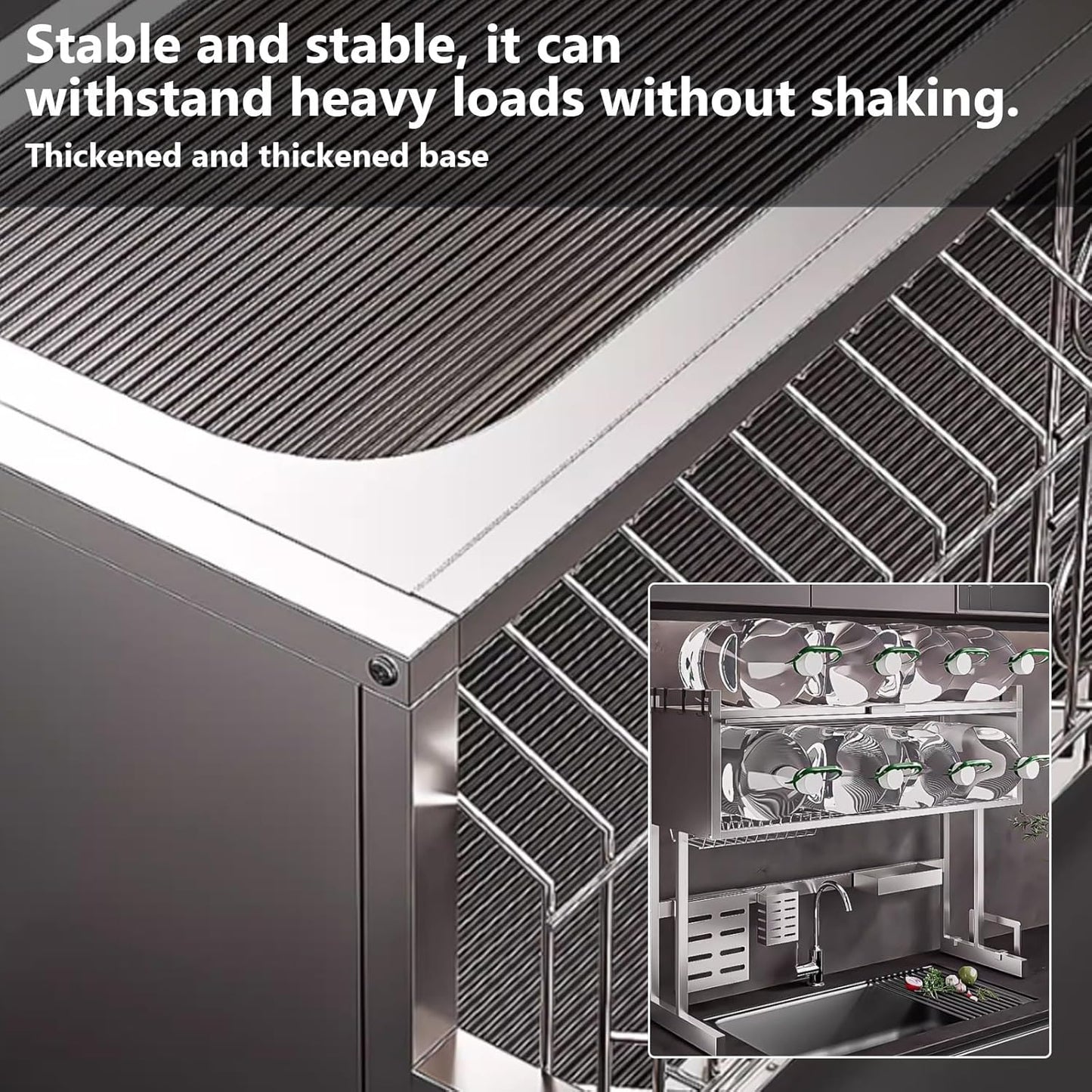 Home Furnishing Dish Rack Over Sink Stainless Steel Over The Sink Dish Drainer Drying Rack Space Kitchen Sink Rack Multifunctional countertop Dish Storage Rack Sink(Metallic,85cm/33.5in)