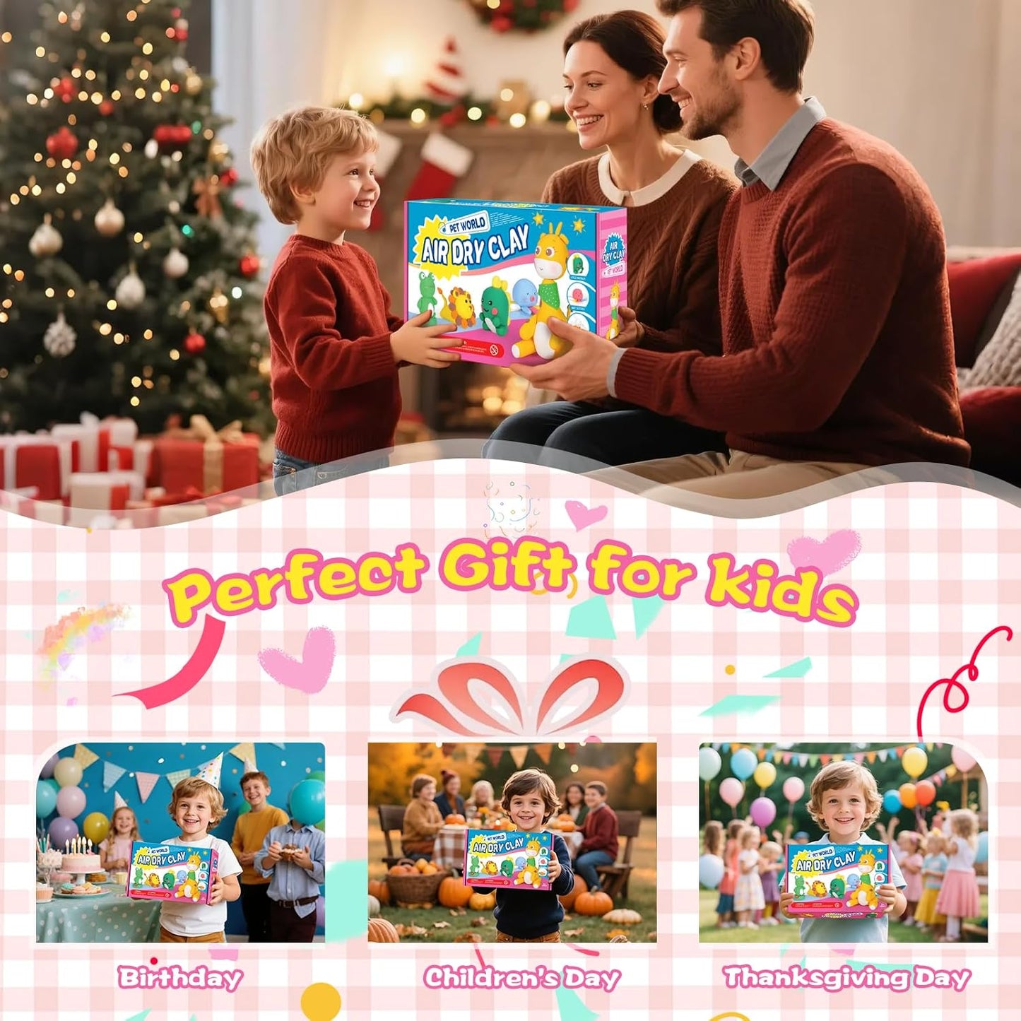 ifergoo Air Dry Clay for Kids - Animal Modeling Clay Kit, 6 Animal Designs with Sculpting Tools & Tutorials, Ultra Light & Soft, Arts & Crafts DIY Creative Toys, Gifts for Age 3-12 Girls & Boys