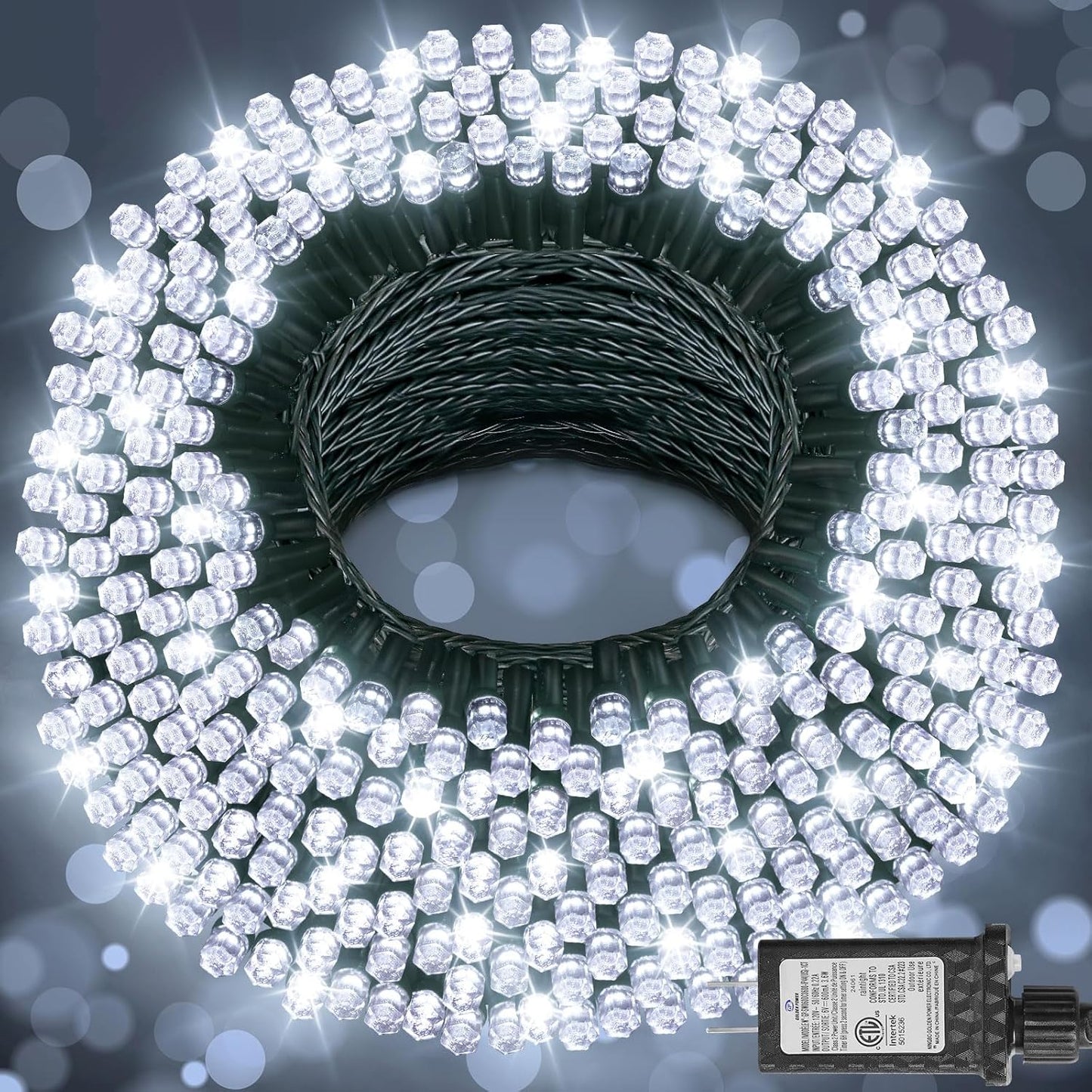 158 FT 480 LED Christmas Tree Lights, String Lights Green Wire with 8 Modes, Timer and Memory, Plug in Outdoor Waterproof Twinkle Lights for Indoor Yard Xmas Holiday, Cool White
