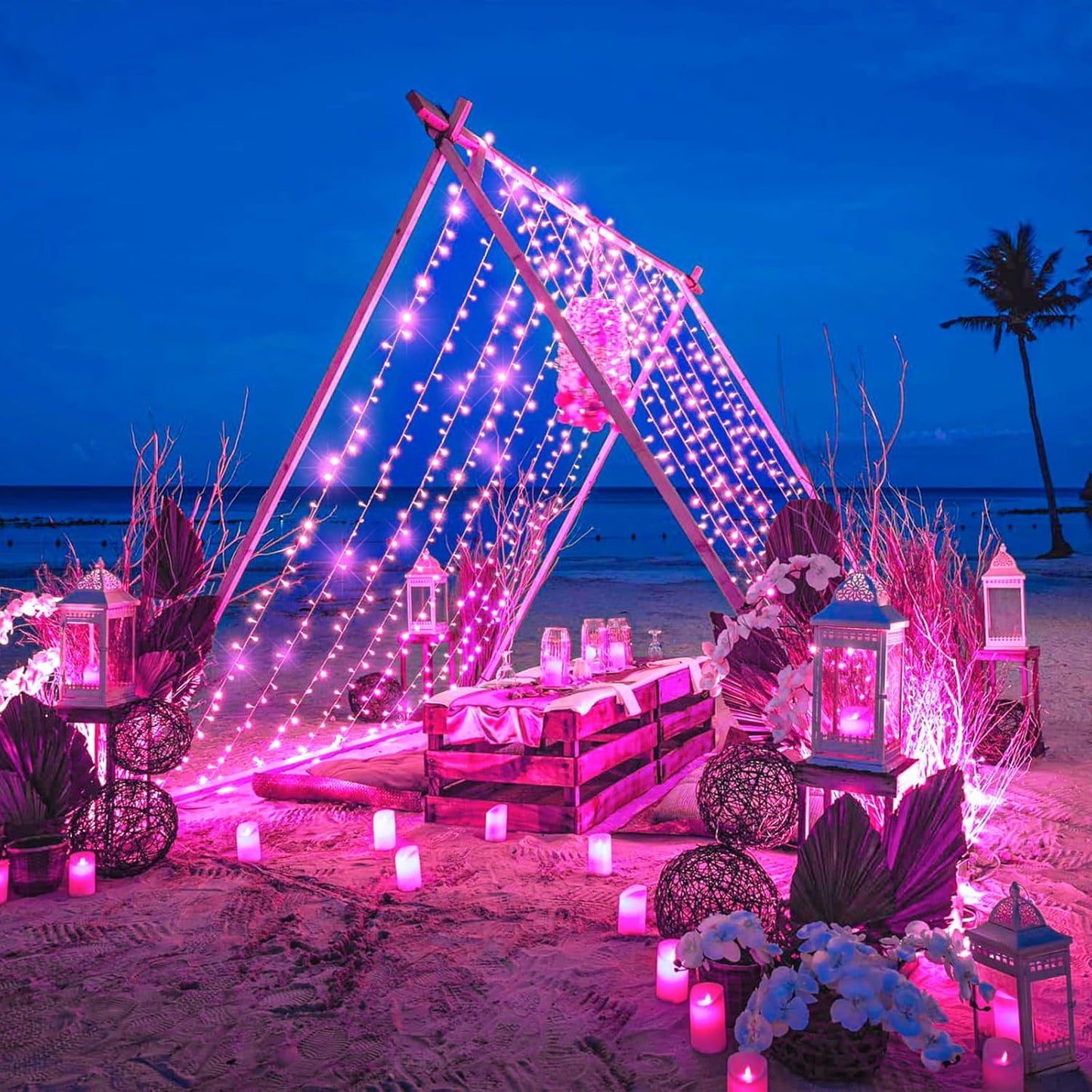 250 LED Pink String Lights Outdoor, 82ft Pink Christmas Lights 8 Modes Lights Clear Wire, Plug in Waterproof Fairy String Lights for Bedroom Christmas Decorations