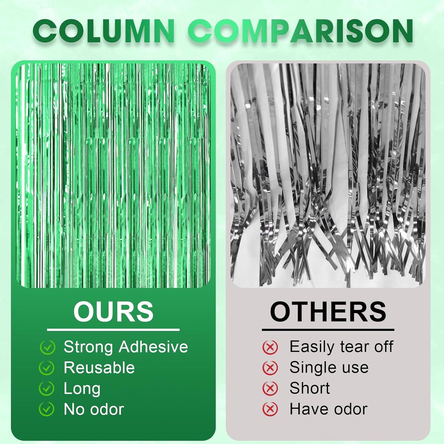 3 Pack 3.3 x 8.2 ft Laser Green Foil Fringe Backdrop Curtains, Tinsel Streamers Birthday Party Decorations, Fringe Backdrop for Graduation, Baby Shower, Gender Reveal, Disco Party