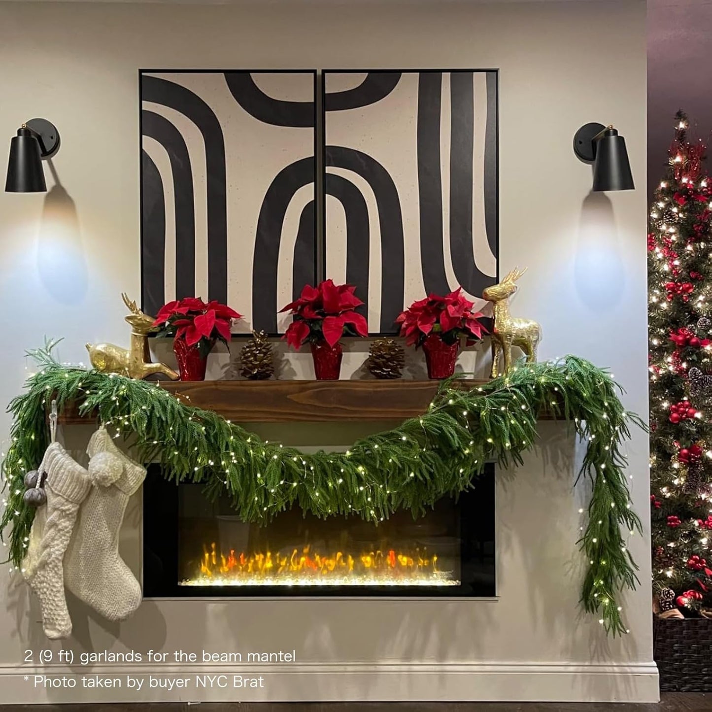 12FT Christmas Garlands Norfolk Pine Garland Real Touch Artificial Faux Greenery Garland for Holiday Indoor Outdoor Decor