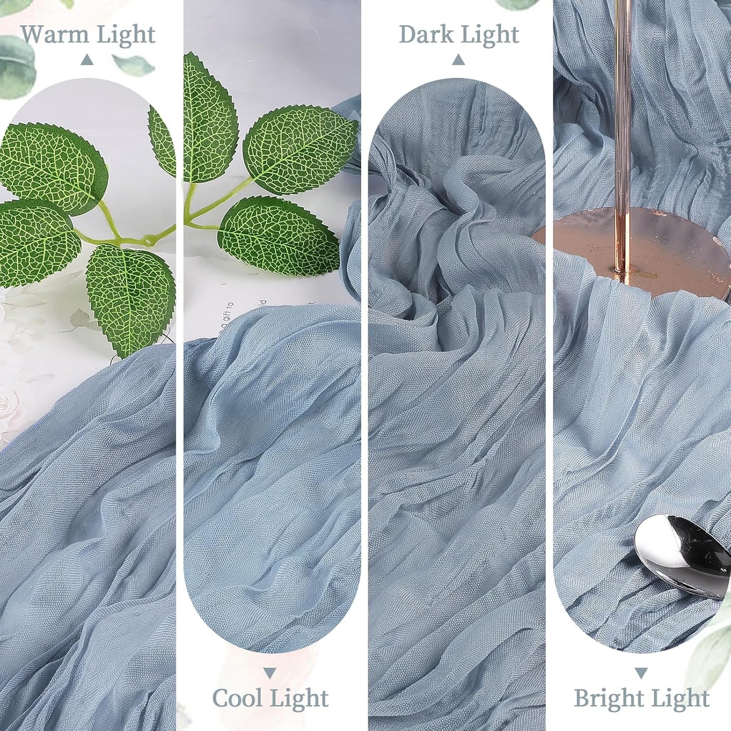 6 Pack Dusty Blue Cheesecloth Table Runner 10FT Long Boho Gauze Table Runner Rustic Sheer Runner for Wedding Bridal Baby Shower Birthday Party Table Decor Thanksgiving Christmas Decorations