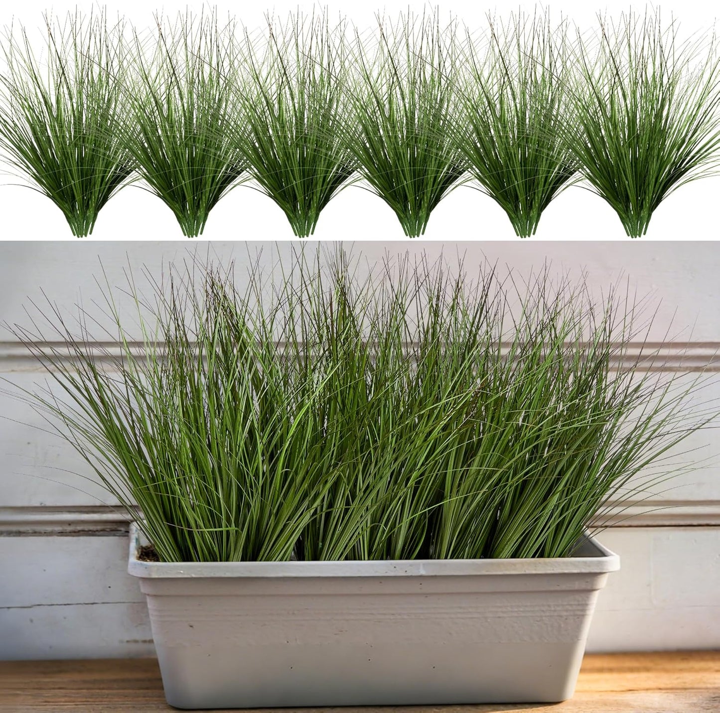 48PCS 17.3" Fake Plants Artificial Wheat Grass Greenery Plastic Plants Fake Grass Artificial Plants for Outdoor Decor Artificial Grass Plant with Greenery Stems for Indoor Home Decoration