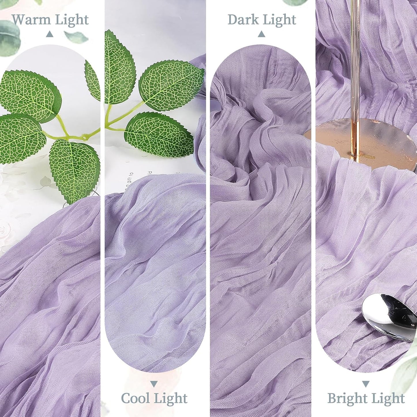 6 Pack Purple Cheesecloth Table Runner 10FT Long Boho Gauze Table Runner Rustic Sheer Runner for Wedding Bridal Baby Shower Birthday Party Table Decor Thanksgiving Christmas Decorations