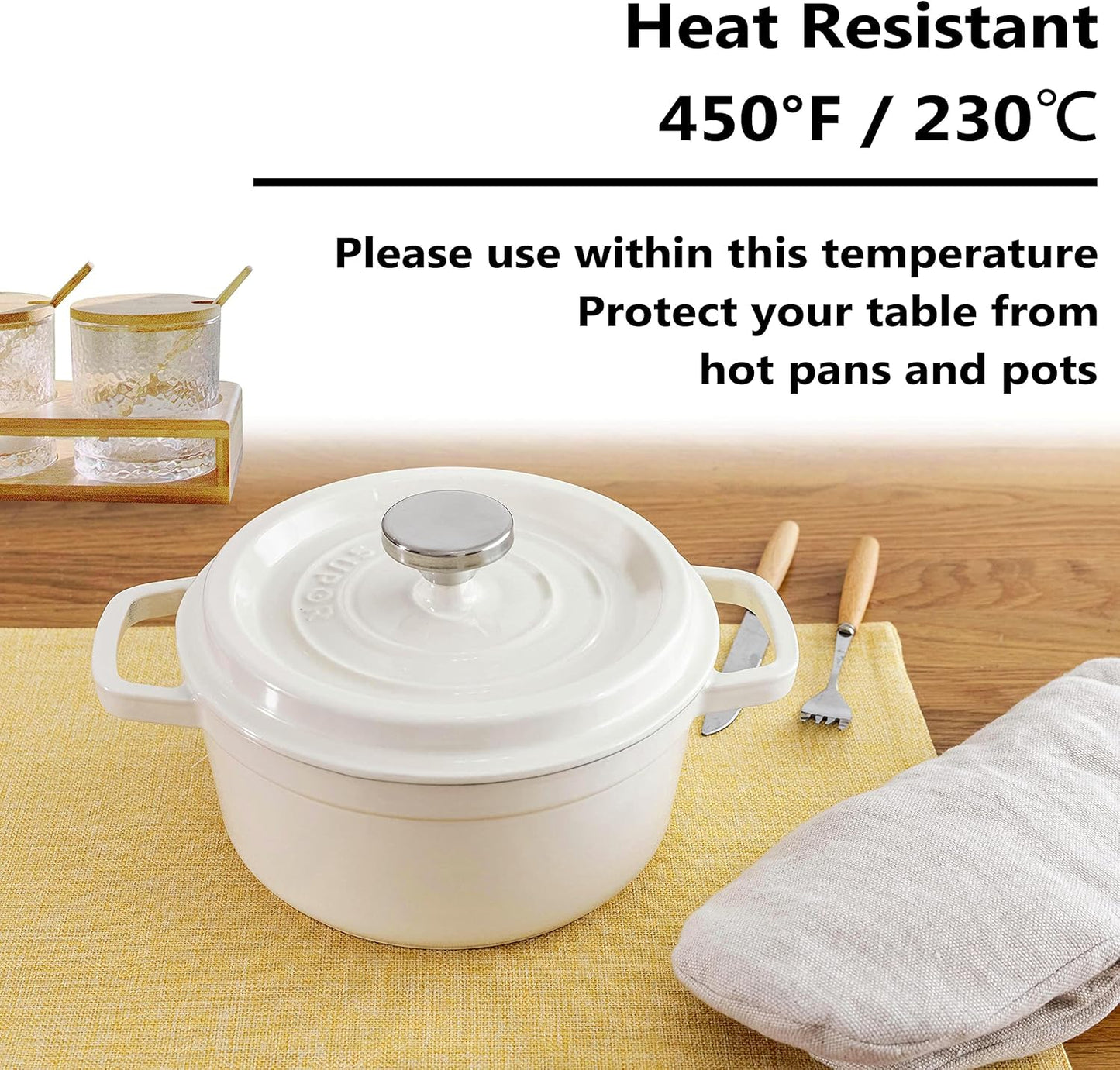 Home Brilliant Dining Placemats Set of 6 Heat Resistant Dining Table Place Mats for Kitchen Table for Placemats Decoration for Dinner Summer Fall Decor, 13 x 19 inches, Yellow