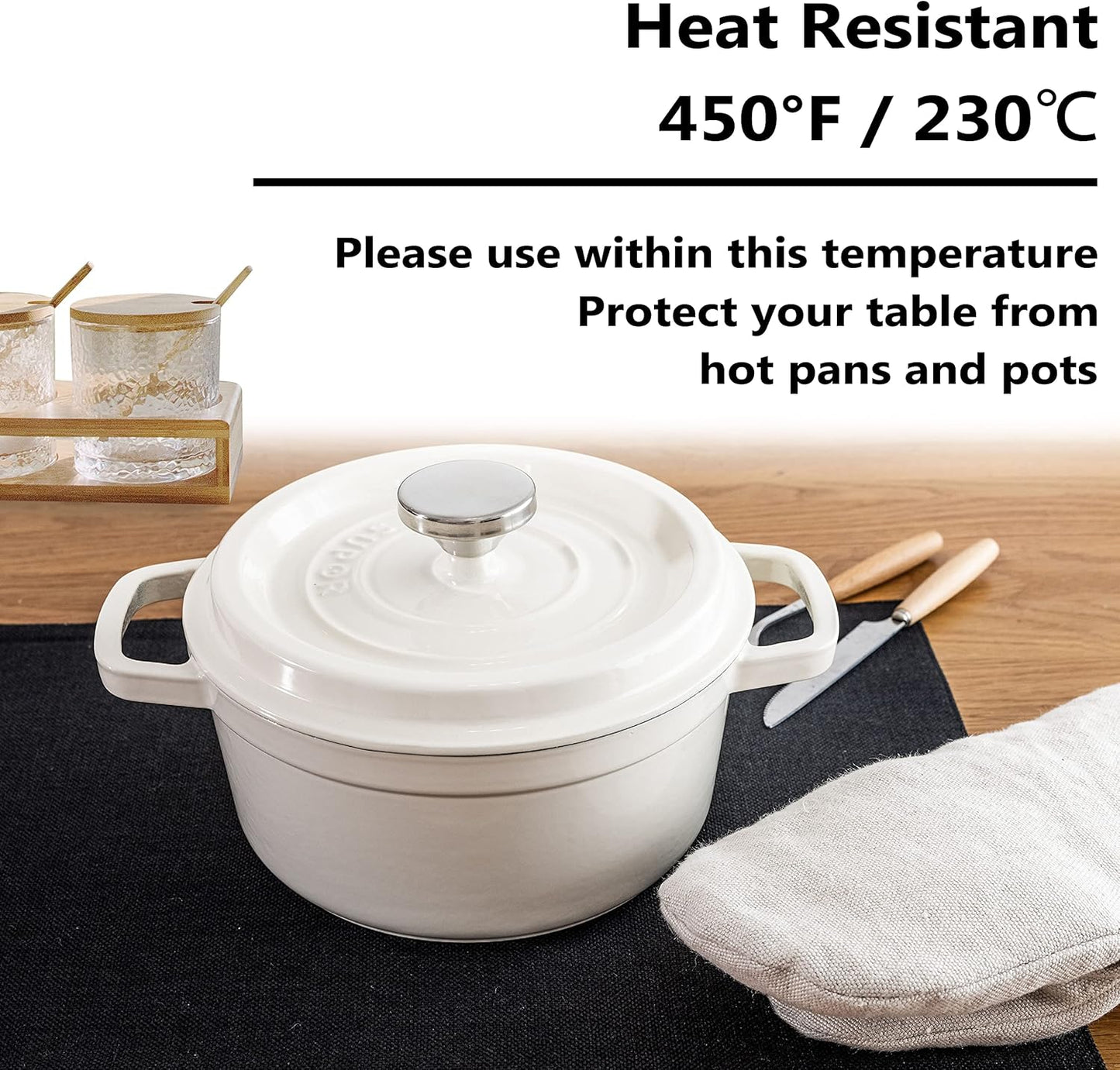 Home Brilliant Black Placemats Set of 8 Heat Resistant Halloween Table Mats Cloth Dining Spring Table Place Mats Kitchen Washable Placemat, Black