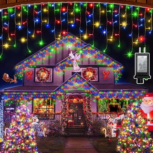 1620 LED Christmas Outdoor Lights with 360 Drops, 164ft Hanging Curtain Lights with 8 Modes Timer & Memory, Waterproof Christmas Fairy Lighs for House Roof Holiday Wedding Christmas Decor (Multicolor)