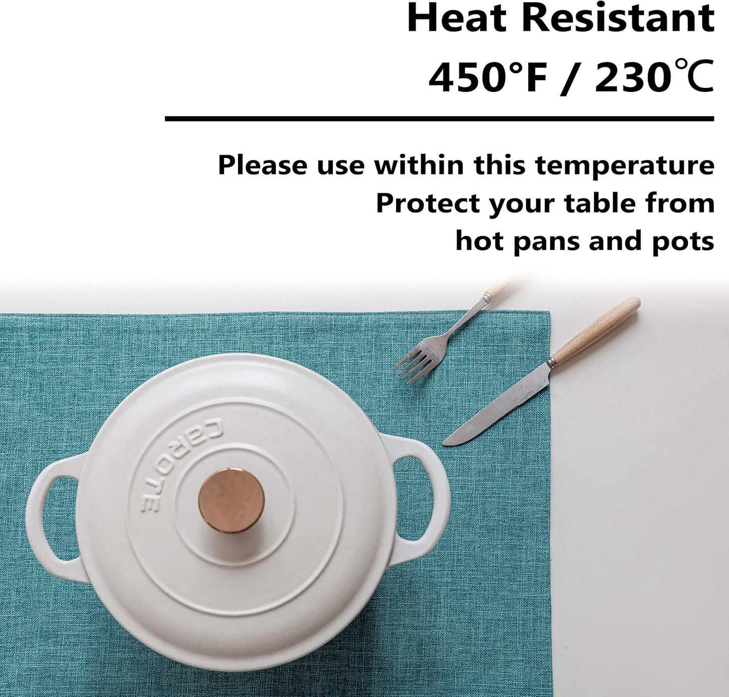 Home Brilliant Linen Placemats Set of 6 Heat Resistant Dining Table Place Mats for Kitchen Table, 13 x 19 inches, Peacock