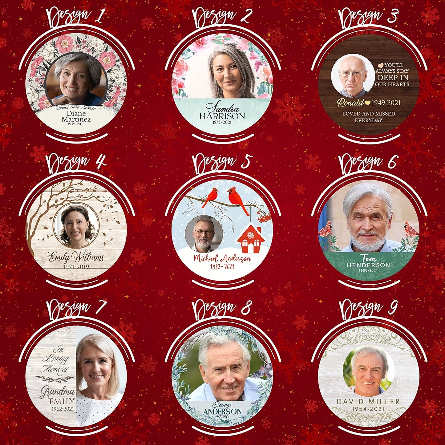 in Loving Memory, Memorial Christmas Ornament Personalized with Photo, Name & Date - Upload Photo & Picture - 7 Designs, Memorial Ornaments Loss of Loved Ones – D7