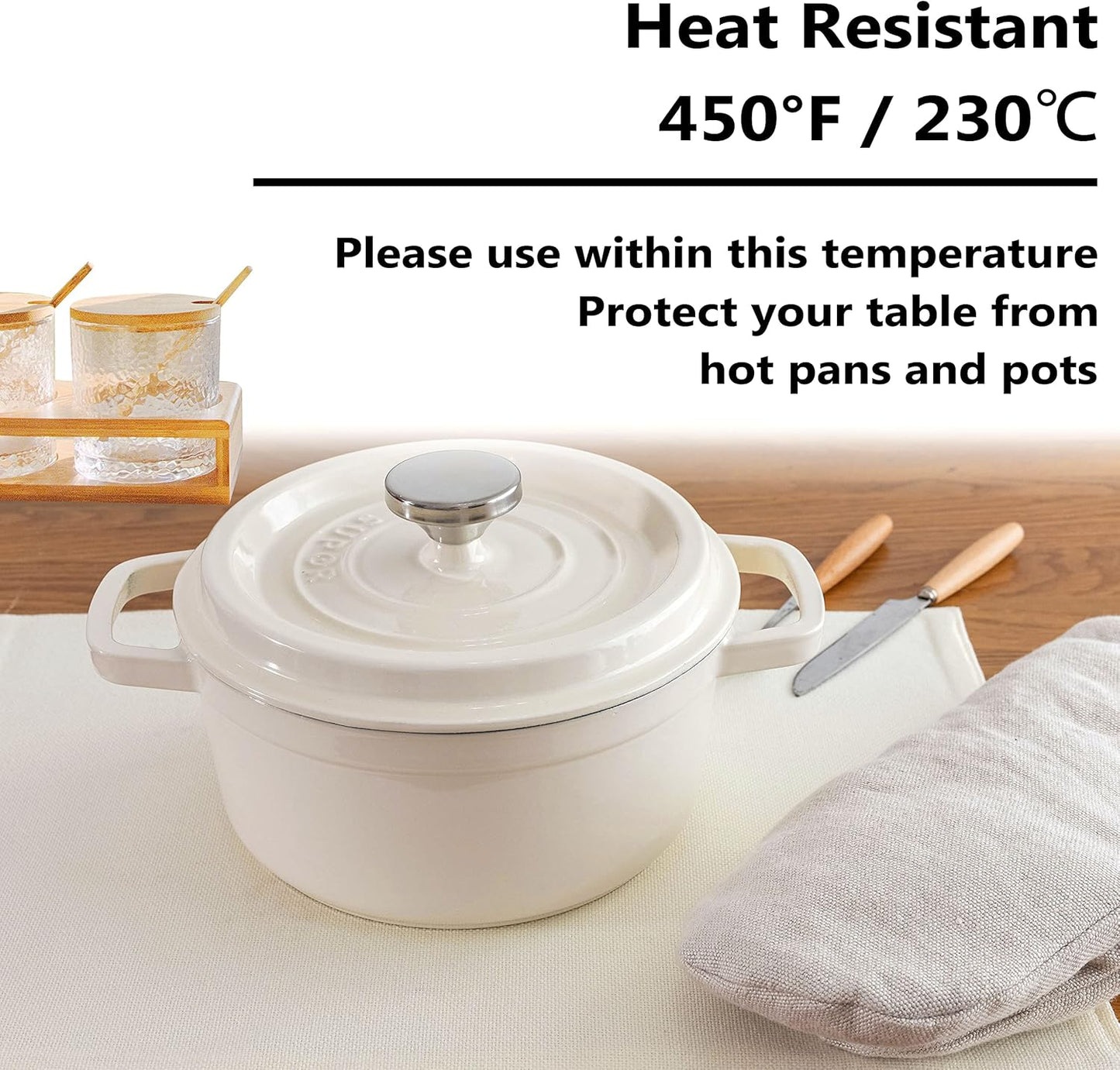 Home Brilliant Place Mats Indoor Set of 6 Cloth Place Mat Heat Resistant Dining Table Place Mats for Kitchen Table, 13 x 19 inches, Cream